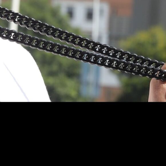 Men’s 15MM Long Cuban Black Stainless Necklace - Picture 2 of 9